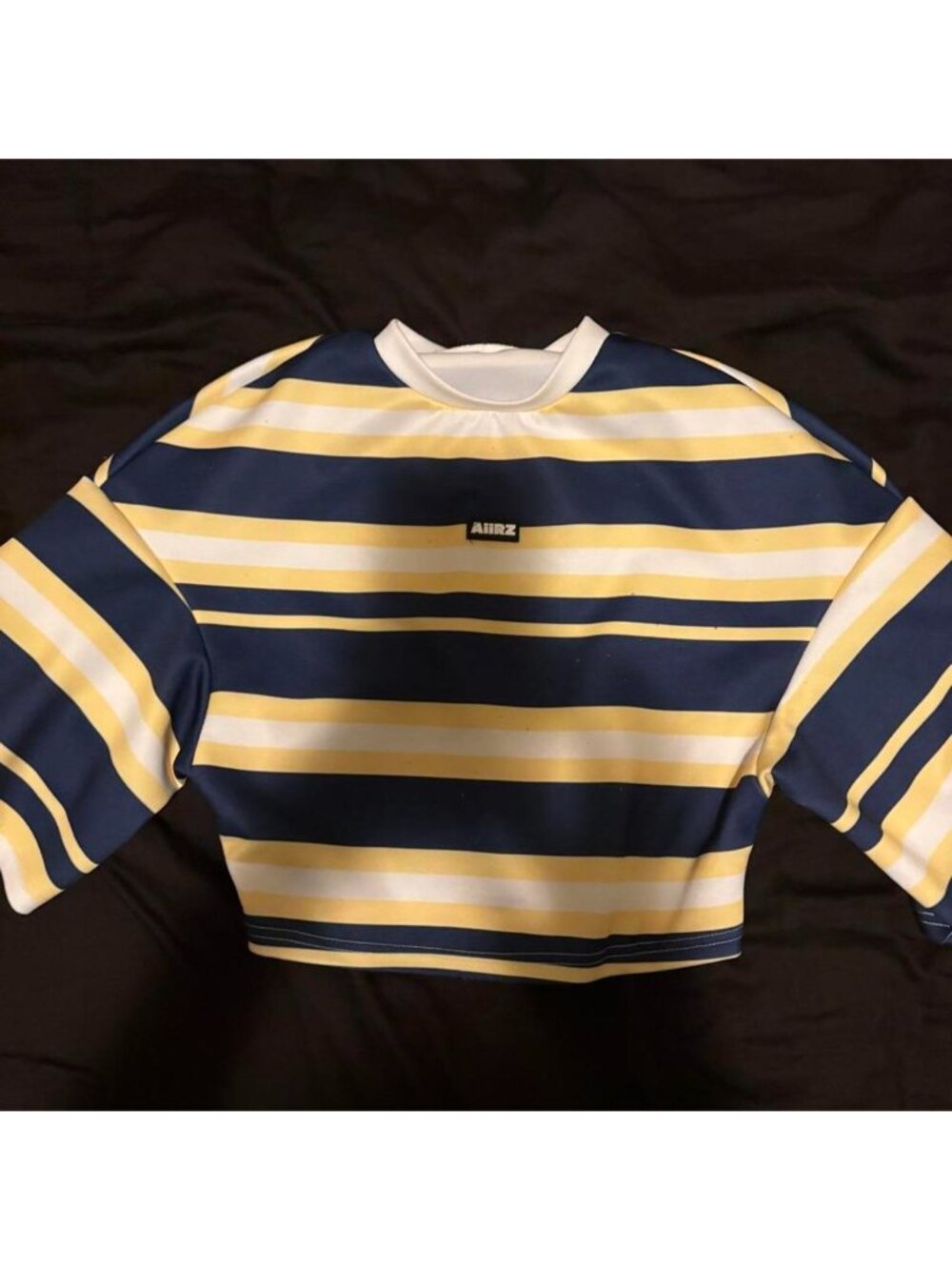 Arriz Blue, Yellow & White Horizontal Striped Crop Top #stripes #cropped #shein